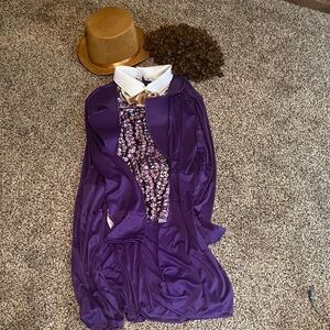 Willy Wonka Costume with Purple Coat and Brown Hat Set
